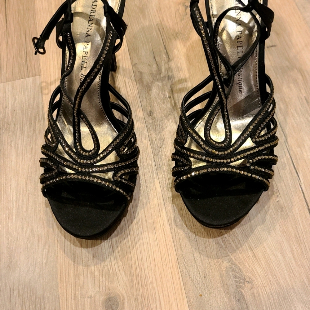 Black Heels with rhinestone accents